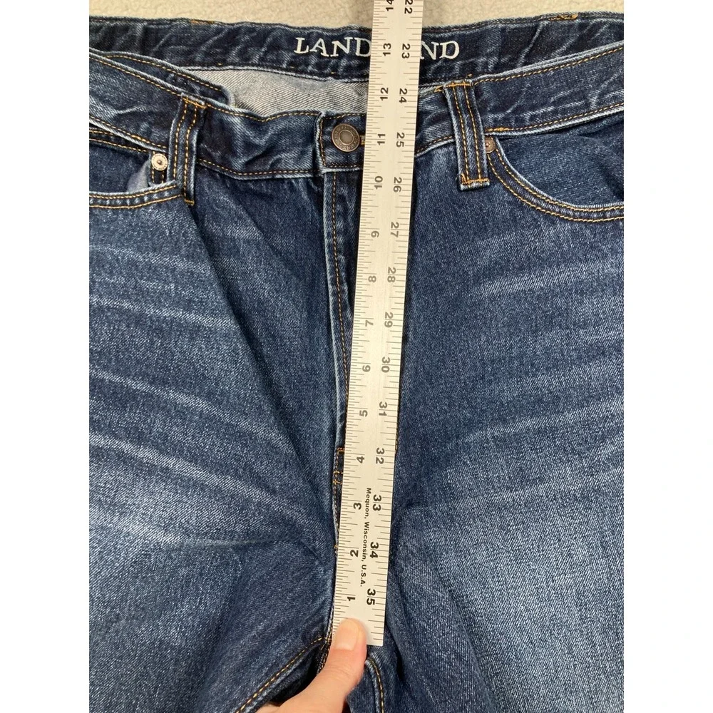 Lands' End Jeans Mens 37x27 Blue Straight Traditional Fit Elastic Stretch‎ Waist